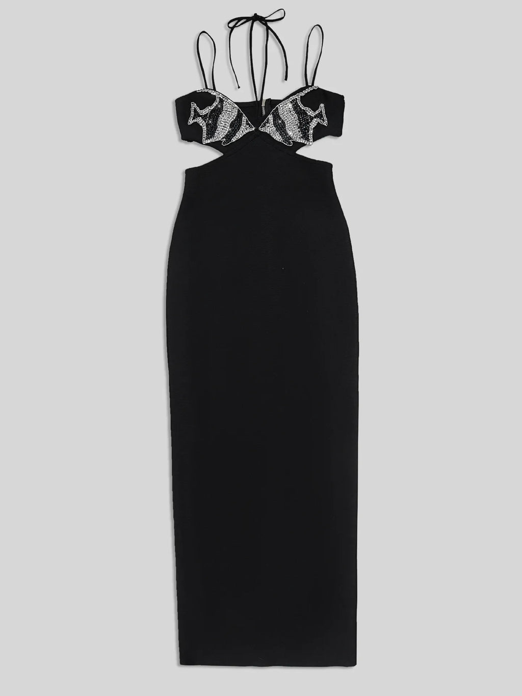 Alyia cutout black guest maxi dress
