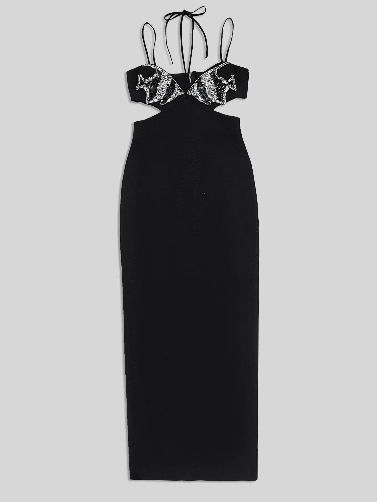 Alyia cutout black guest maxi dress