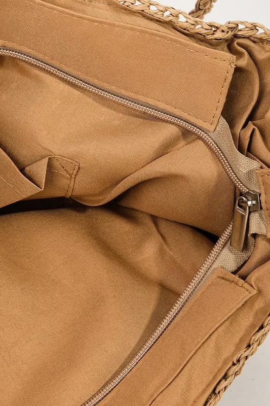 Fame Square Braided Pattern Tote Bag