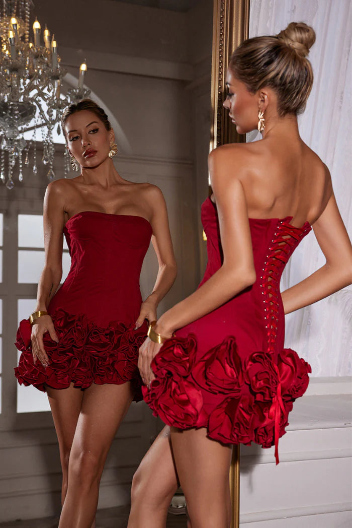 CHIC CORSET MINI RED DRESS