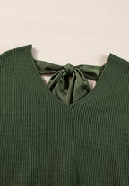 Tied Back V-Neck Long Sleeve Sweater Trendsi