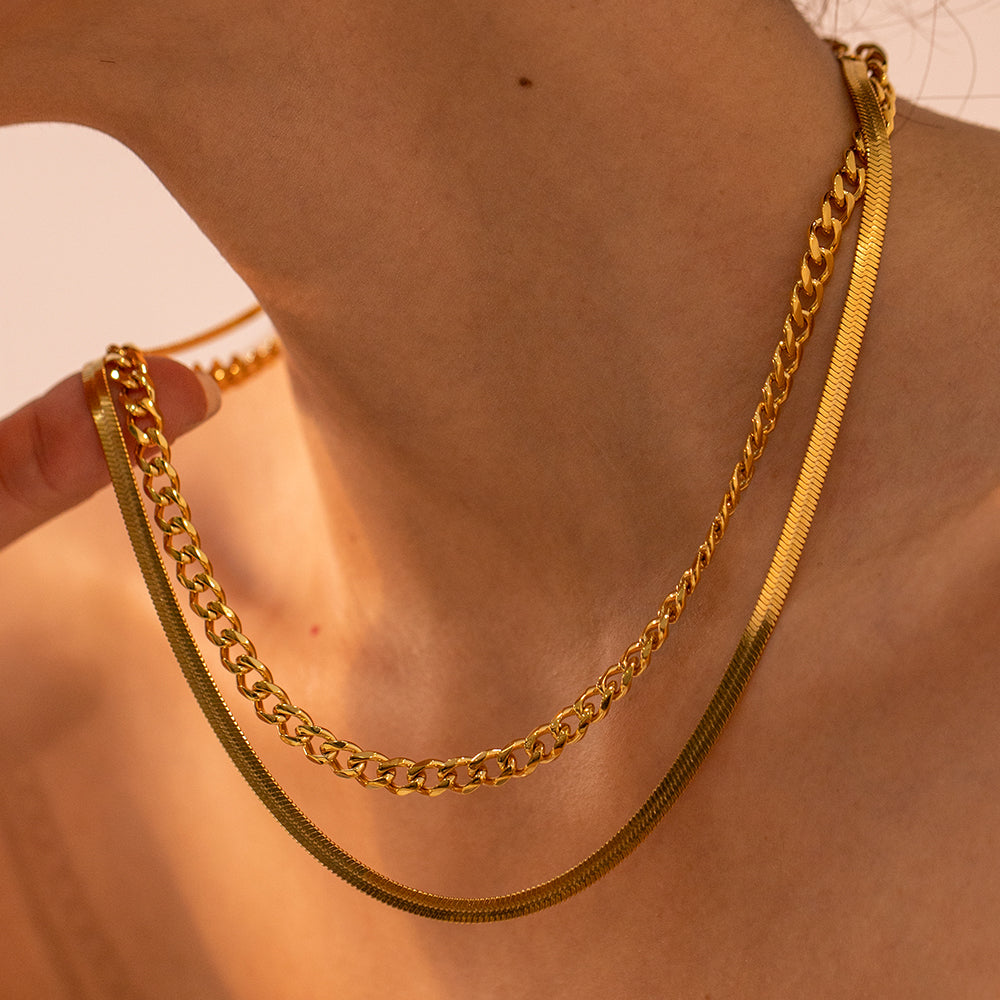 18K Gold-Plated Double Layered Necklace Trendsi