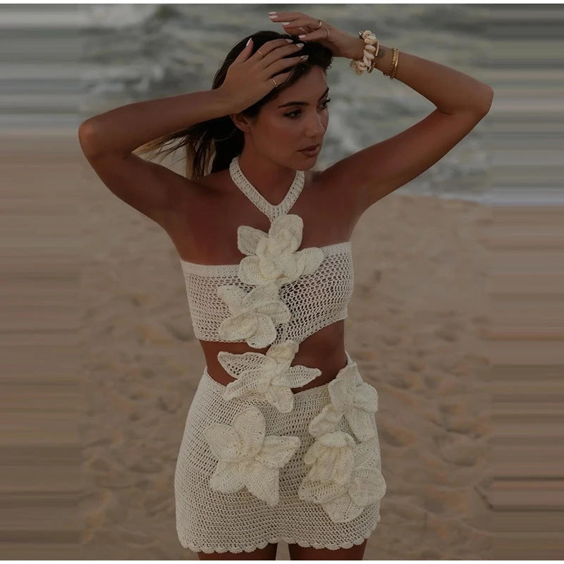 Jella Knitted Flower Mini Dress