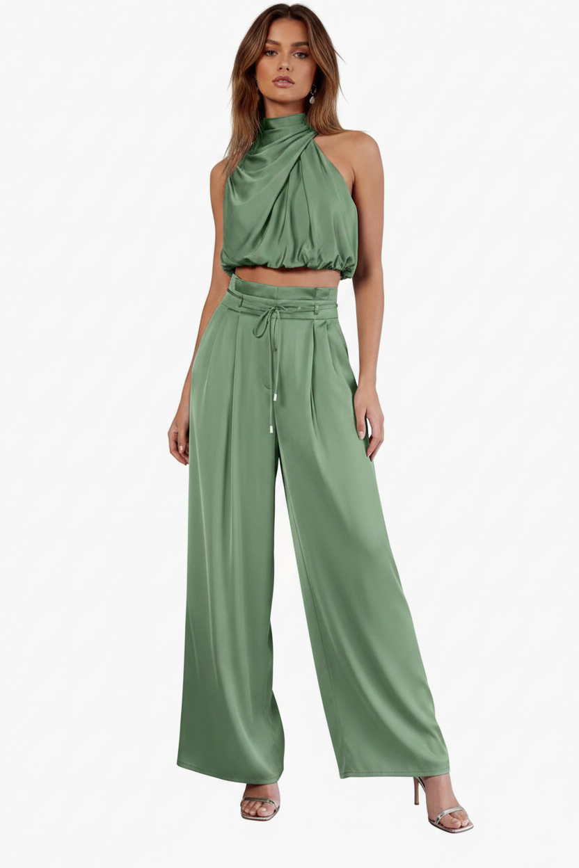 Sashi Suits Casual Sleeveless Midriff-baring sets