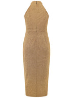 Slit Ruched Mock Neck Sleeveless Dress Trendsi