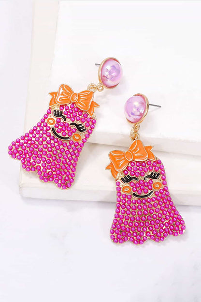 Smiling Ghost Shape Synthetic Pearl Earrings Trendsi