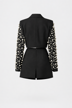 Pearl Cropped Blazer & Mini Skirt Two-Piece Set