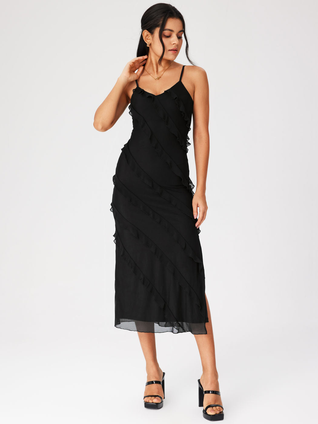 Diablo -lorion Edge Sexy Split Camisole Dress Female 2023 Summer European And American Vacation Style Fashion Small Black Skirt aclosy