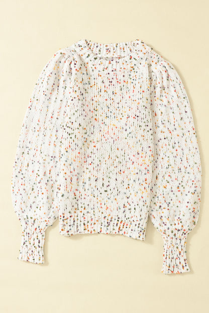 Confetti Round Neck Long Sleeve Sweater Trendsi