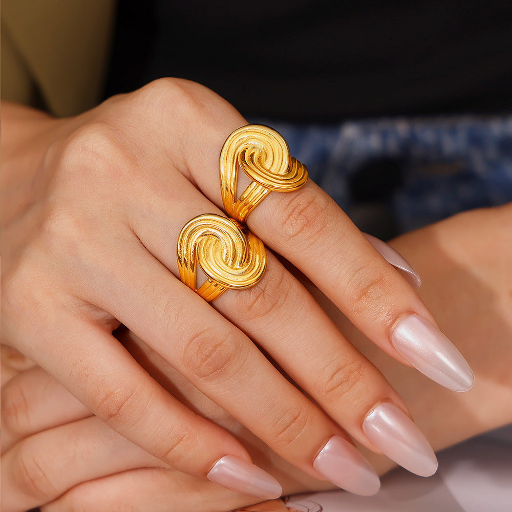 18K Gold-Plated Twisted Ring Trendsi