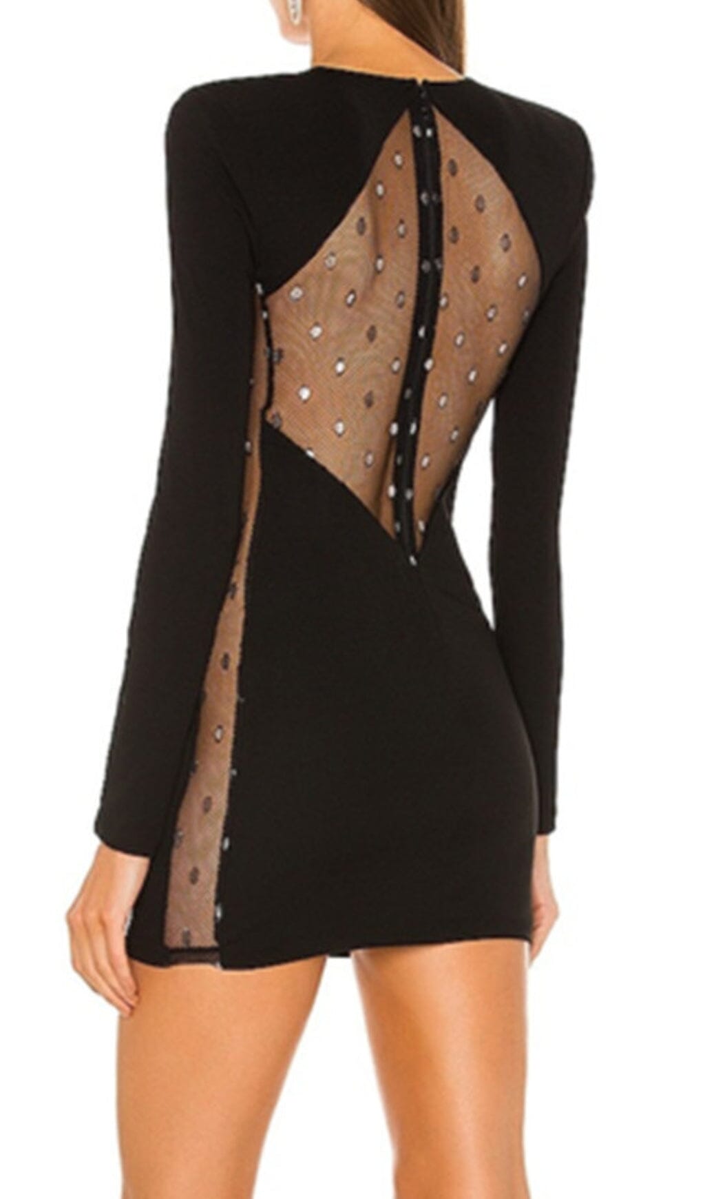 Women's Black Lace Mesh Stretch Wind Dress aclosy