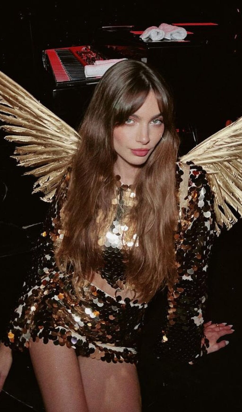 Sweet And Spicy Women's Long Sleeve Round Neck Sexy Large Sequined Evening Dress aclosy