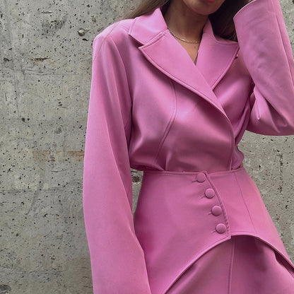 Perfect Unique Sleeved Suit Coat Waist Sealed Dress