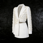 Pearl Cropped Blazer & Mini Skirt Two-Piece Set