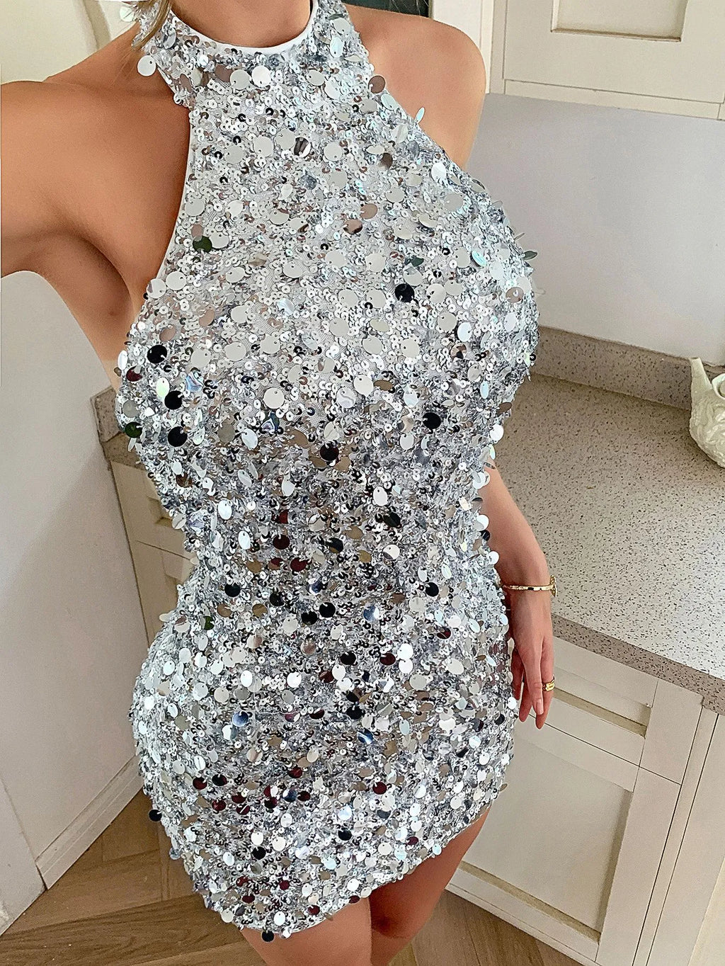 Sakya Sequin Halterneck Mini Party Dress