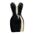 Black Tube Top Beaded Bandage Dress Aclosy