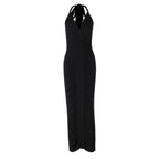 ELLA MESH V NECK MAXI DRESS-BLACK