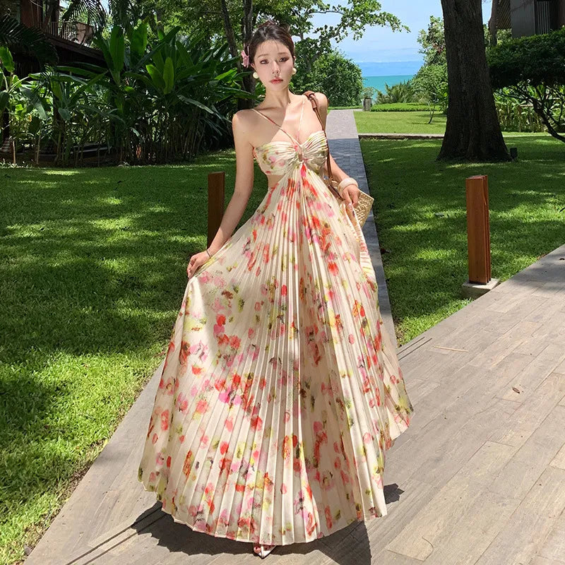 Cinderella Floral Halter Maxi Dress