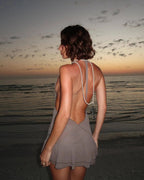 Halter Sequin Vacation Style Backless Dress