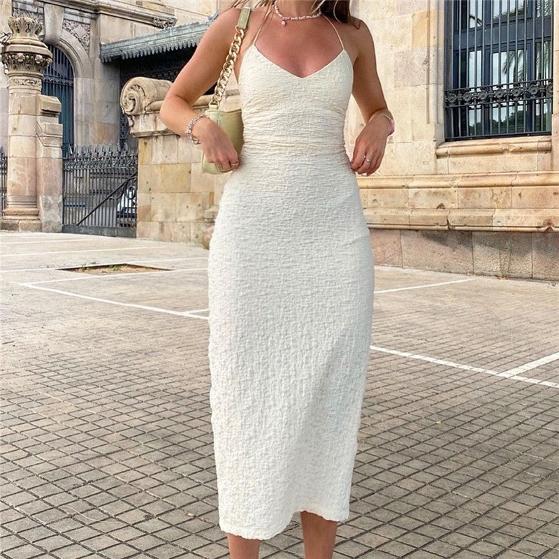 Women's Fashion Lace Mid Length Slit Dress Aclosy