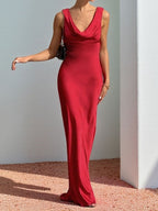 Deep Drape Neck Gown Dresses Aclosy