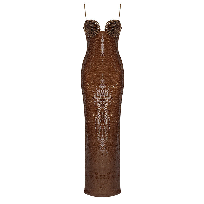 Champagne Gold Sequin Celeb Dress