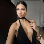 ELLA MESH V NECK MAXI DRESS-BLACK