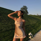 Champagne Banquet Dress Split Suspender Skirt Aclosy