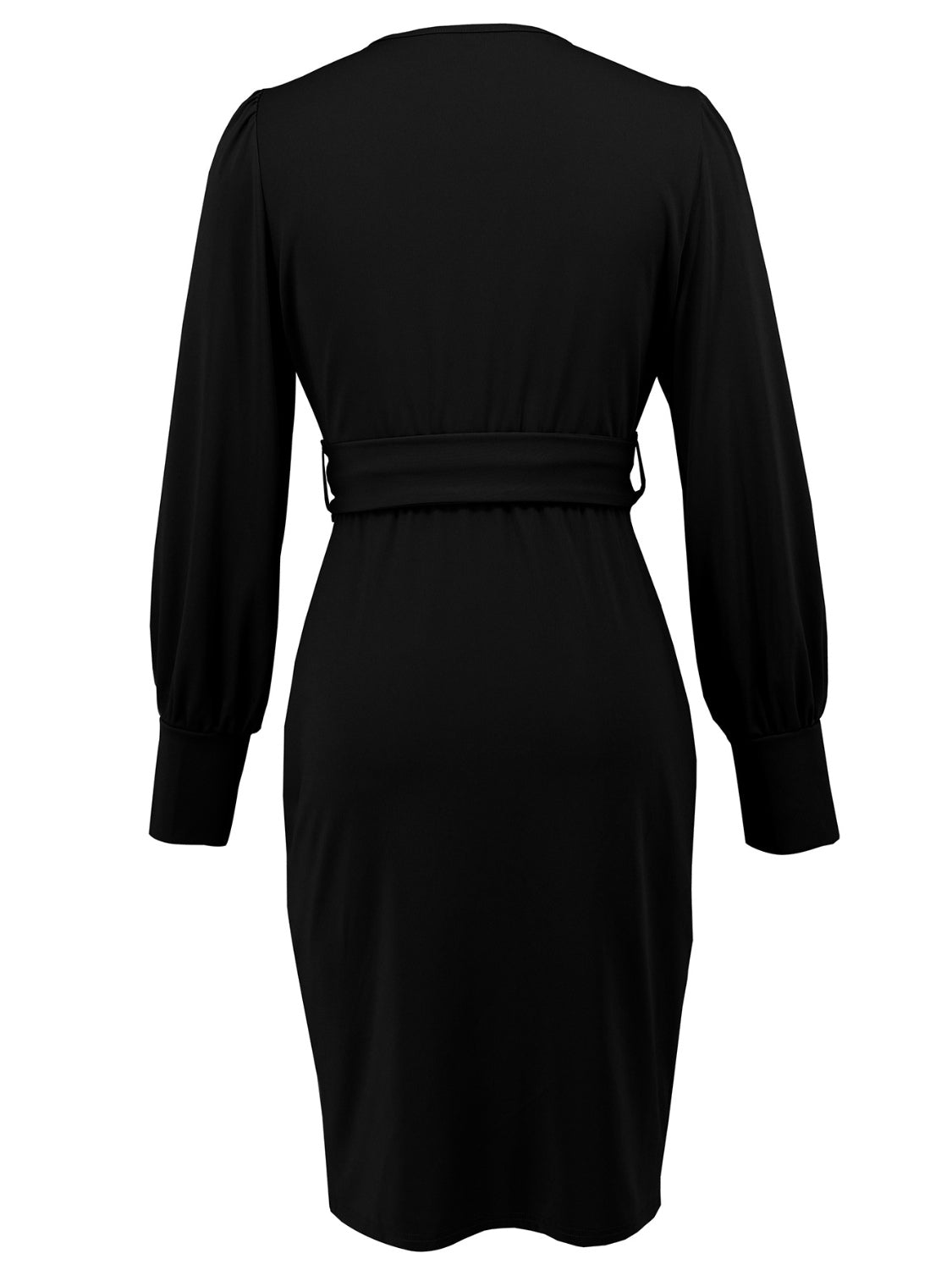 Slit V-Neck Long Sleeve Knee Length Dress Trendsi