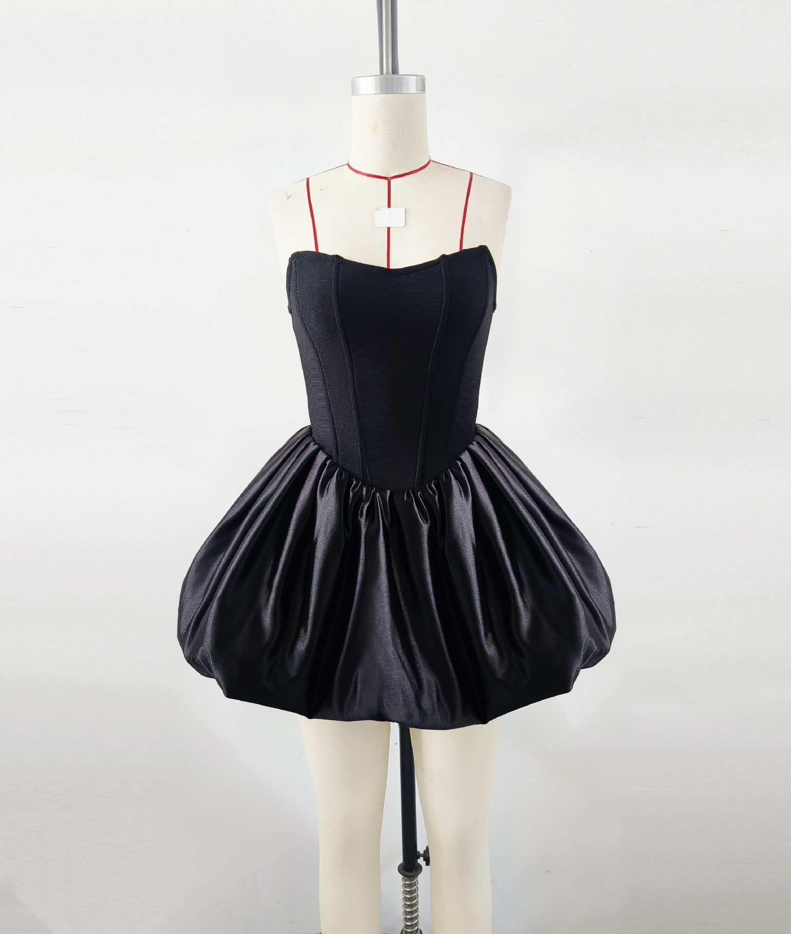 High-end Women's Fishbone Tube Top Pettiskirt Fluffy Pumpkin Dress Gold Aclosy