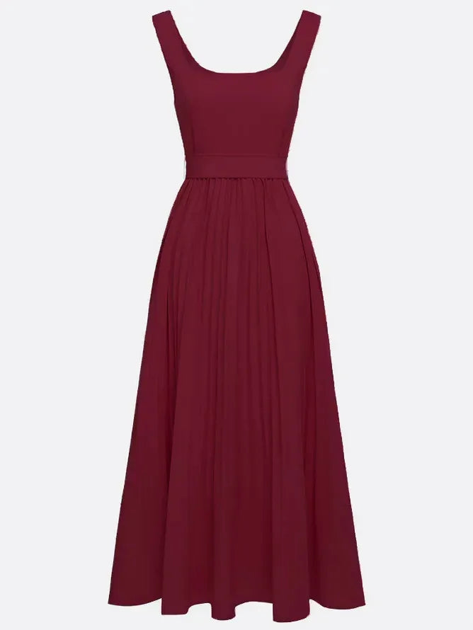 WELANA ELEGANT PLEATED MAXI DRESS