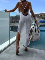 Openwork Slit Cutout Wide Strap Dress Trendsi