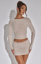 Chic Rhinestone Tight Mini Skirt Suit