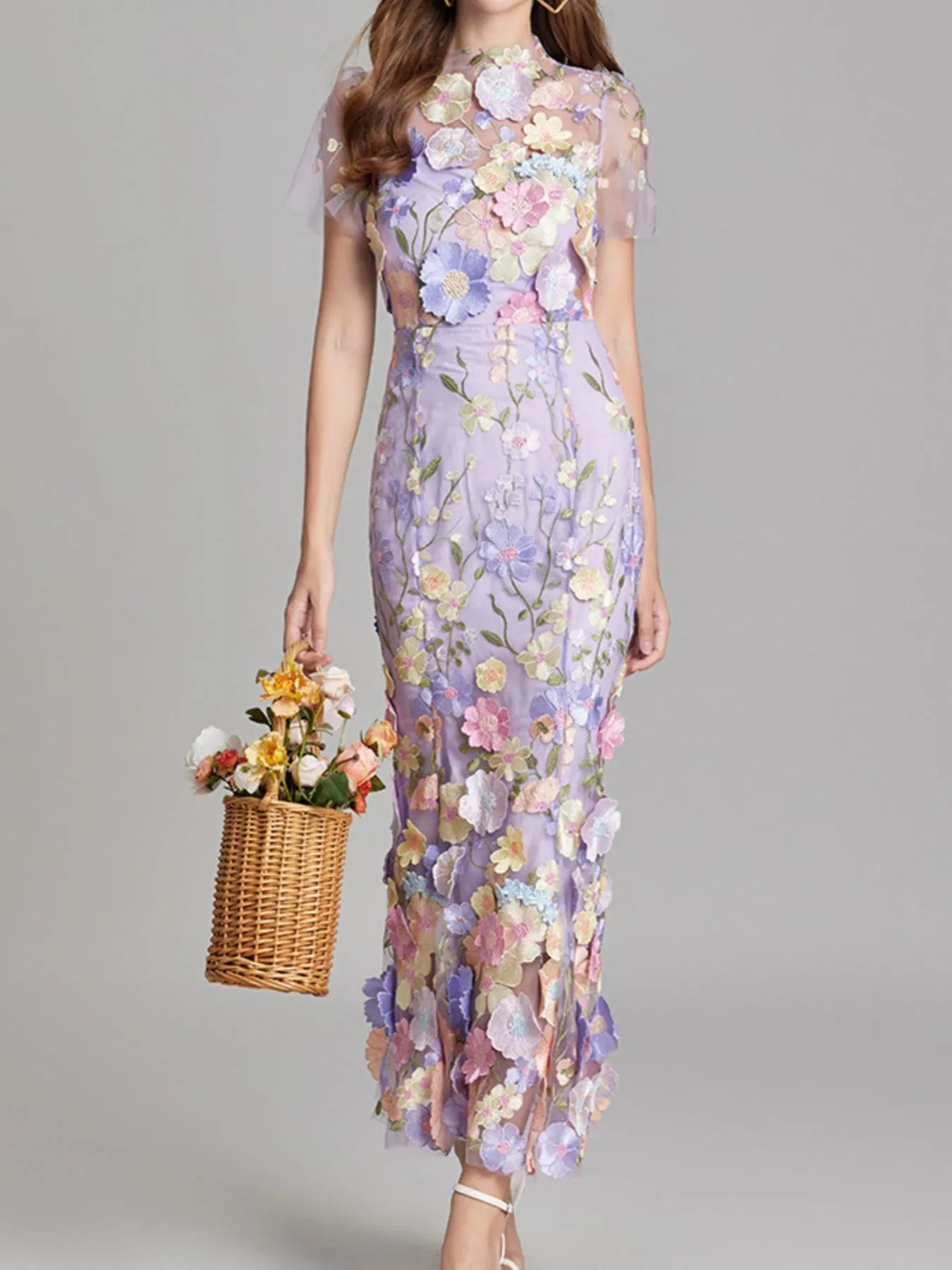 mesh overlay maxi dress Floral Embroidered – Aclosy Color/Print Name:Day Dream Blue Throw Me A Line Long Sleeve Wedding Guest SKU|E-CALDISE-DBL02 A structured