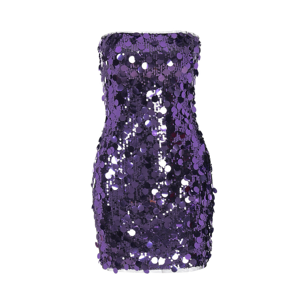 Women's Clothing Fashionable Sequins Bandeau Slim-fit Dress null