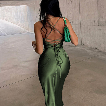 Satin Backless Perfect Date Dress