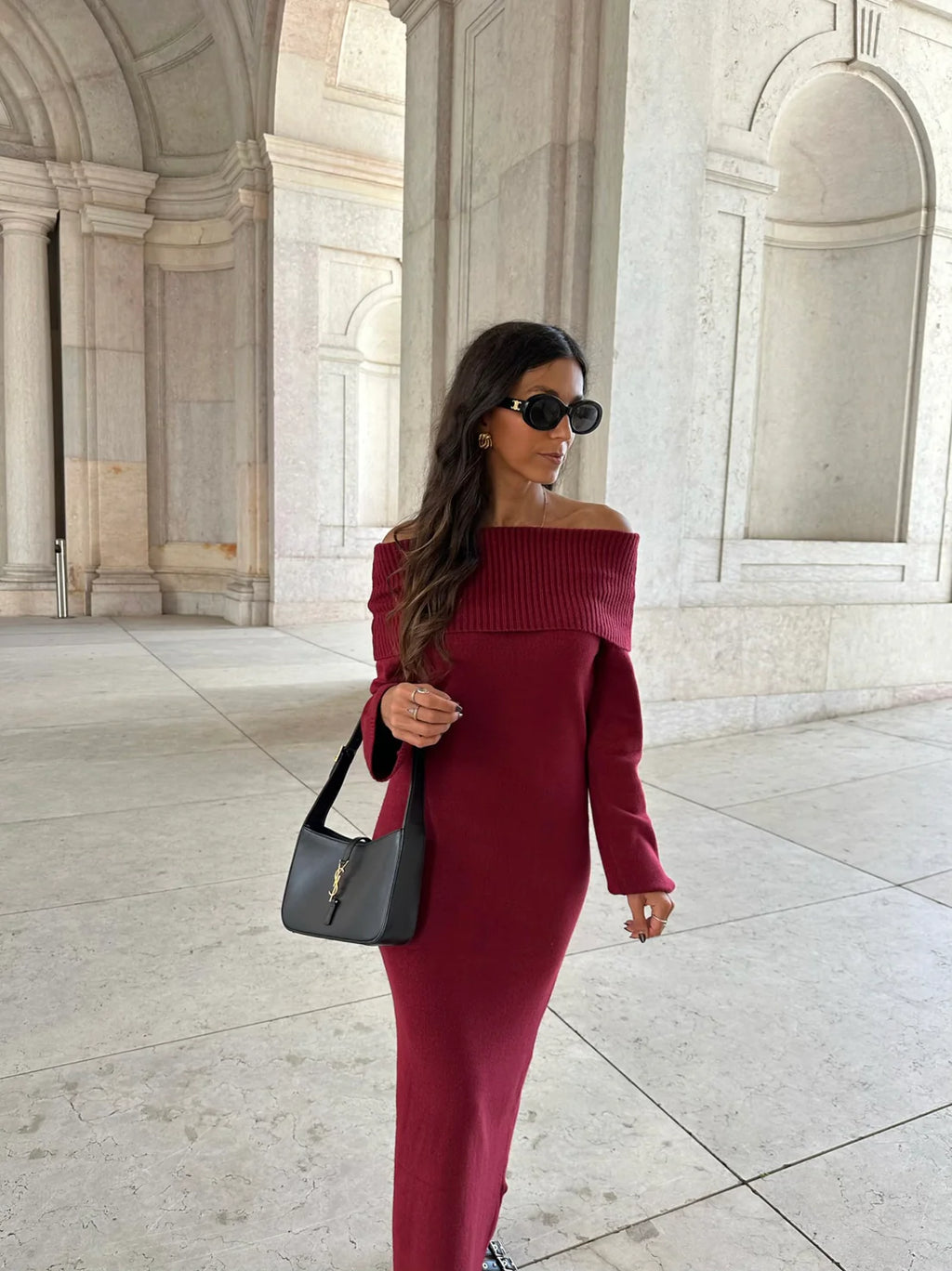 Athena Elegant Burgundy Dress-Set