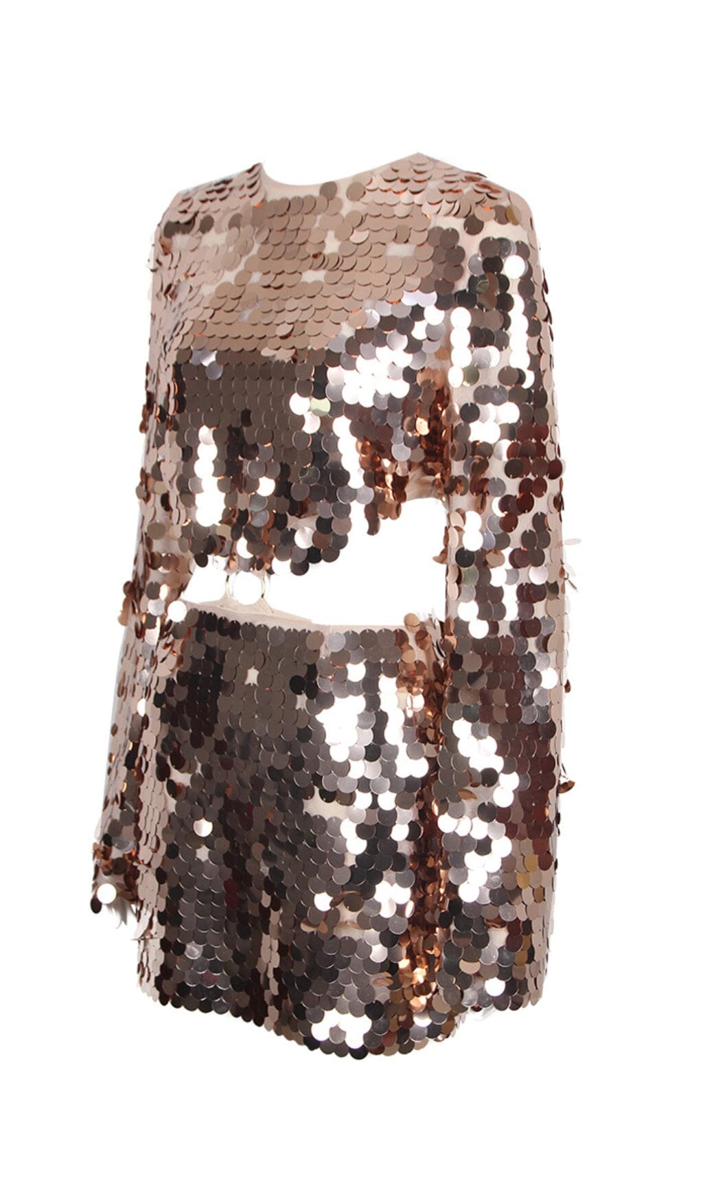 Sweet And Spicy Women's Long Sleeve Round Neck Sexy Large Sequined Evening Dress aclosy