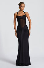 Halter Neck Backless Ruched Maxi Dress
