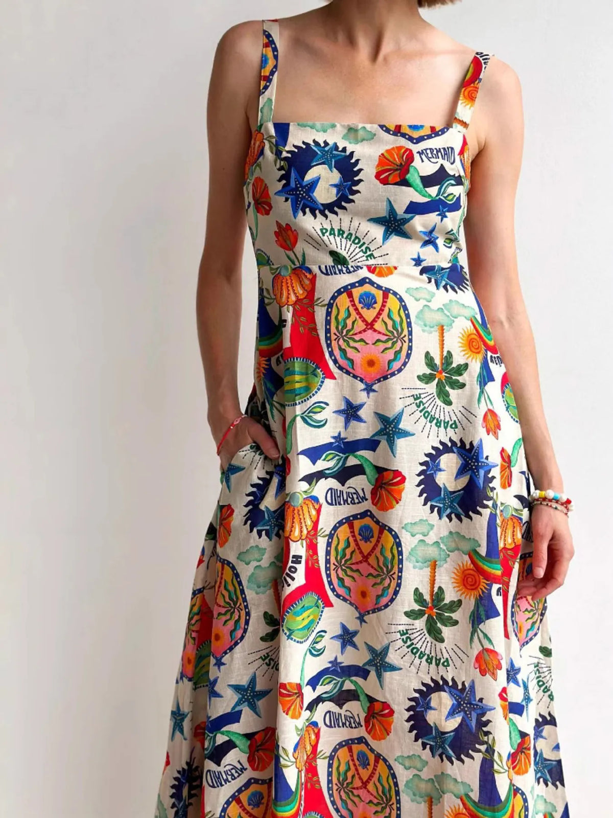 Printed Square Neck Maxi Dress