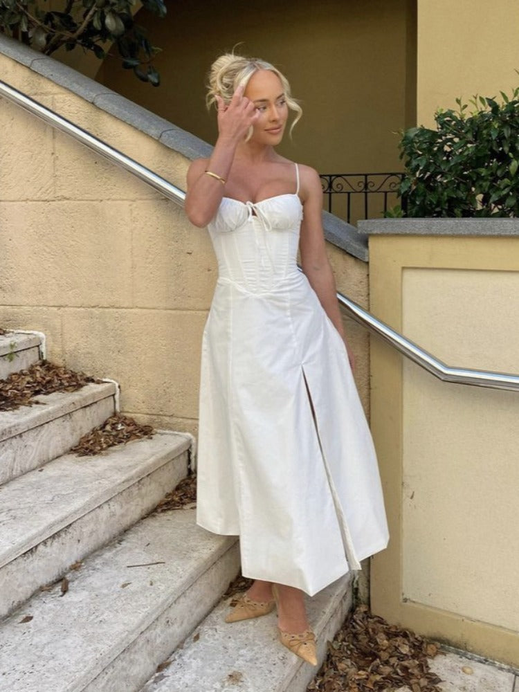 Corset High Waist Slim Fit Slimming Spaghetti Straps Dress Aclosy