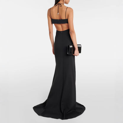 Alyia cutout black guest maxi dress