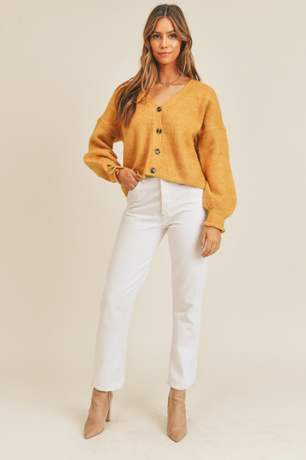 MABLE Long Sleeve Button Down Sweater Cardigan Trendsi