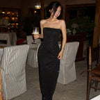 Women's Rhinestone-embellished Strapless Elegant Dress aclosy