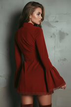 Vintage Style Lace Patchwork Long Sleeve Mini Dress