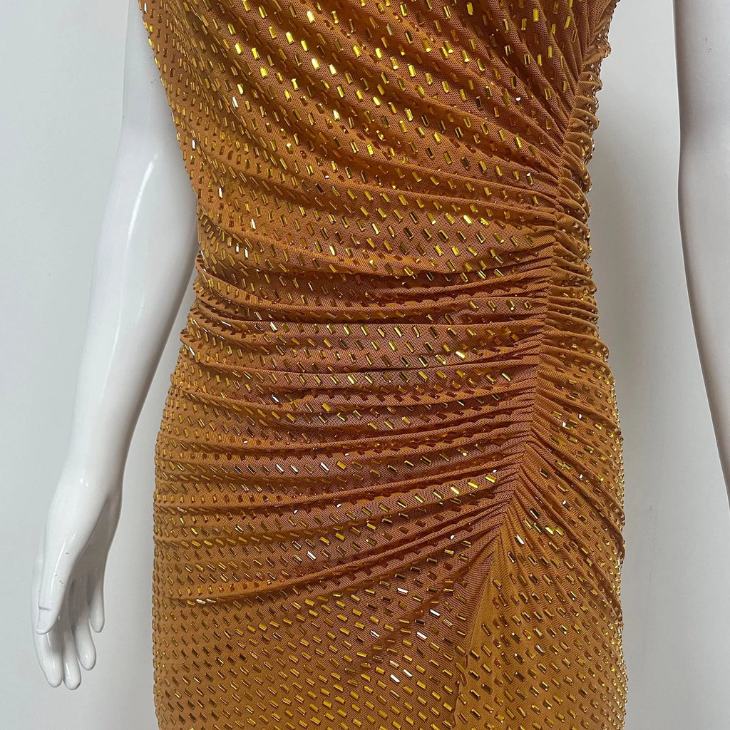 Chic Party Off-Shoulder Beaded Sleeveless Dress