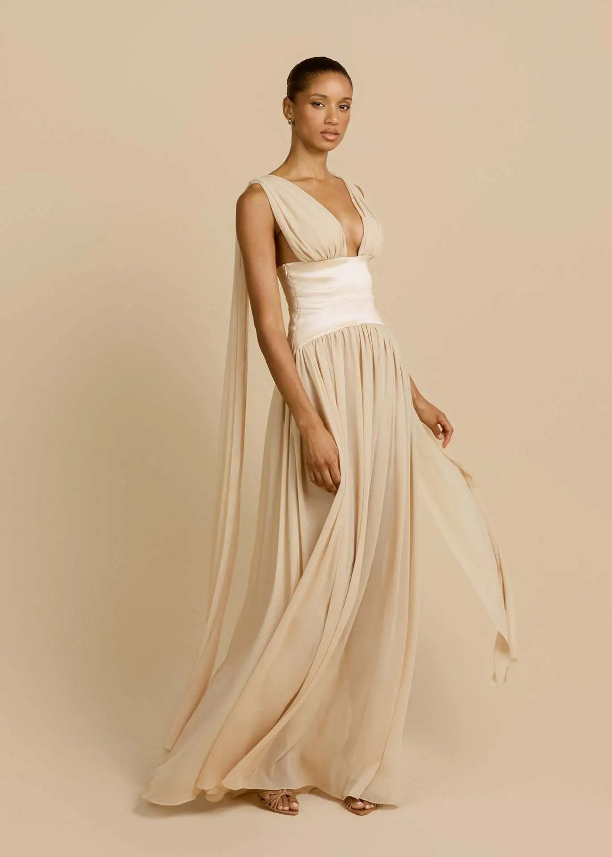 Maelle Draped Chiffon Maxi Dress