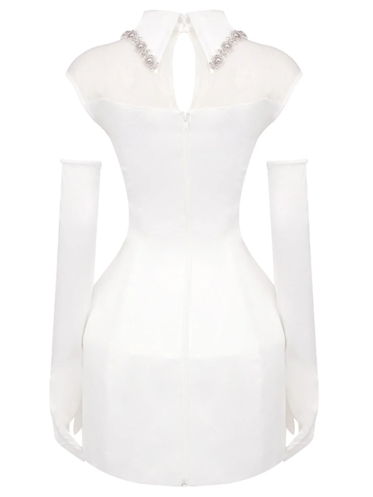 YARNA SATIN MINI DRESS-WHITE