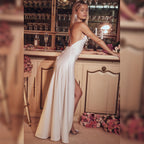 European And American Halter Backless Split Dress Aclosy