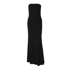 Shasha Rhinestone Strapless Black Backless Maxi Dress